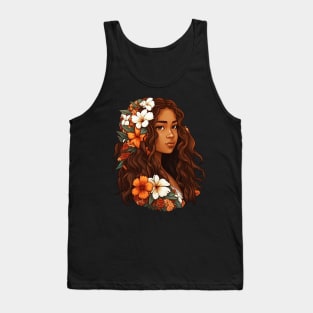 Beautiful Island Girl Native Hawaiian Illustration Tank Top